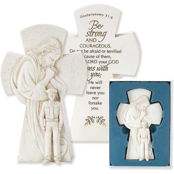 Dicksons Praying Jesus Over Police Officer 7.5 inch Resin Stone Table
