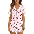 thumbnail image 7 of AUNVITO Women's Pajama Set Button Down Short Sleeve Top and Shorts Cute and Comfortable Sleepwear Loungewear, 7 of 7