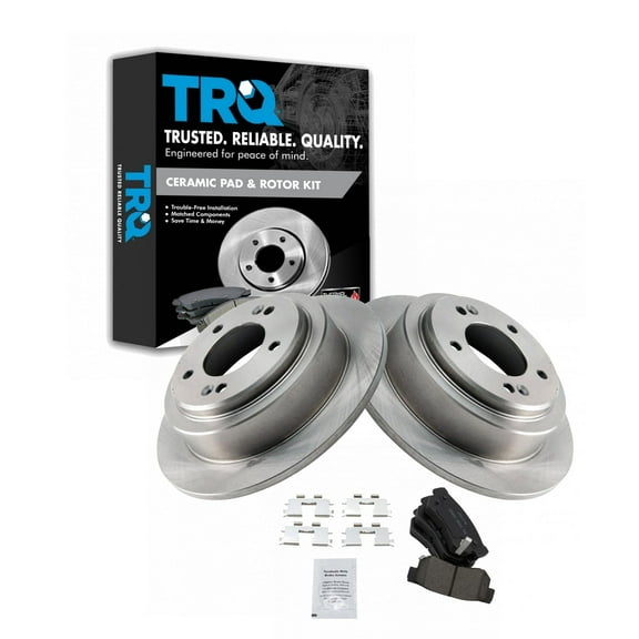 TRQ Rear Brake Pad & Rotor Kit Brake Pads Brake Rotor Ceramic Fits Select 2004-2006 Kia Amanti