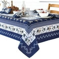 thumbnail image 6 of Home Bargains Plus Rectangle Fabric Tablecloth, 60 x 120 inch, Blue Country Provence Rooster Table Cover, 6 of 9