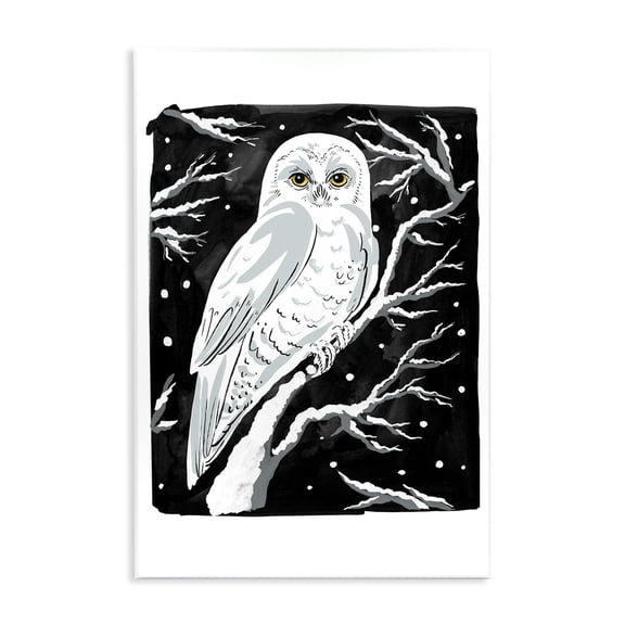 Stupell Industries Forest Owl & Calm Snowfall Animals Painting Unframed Art Print Wall Art, 10 x 15