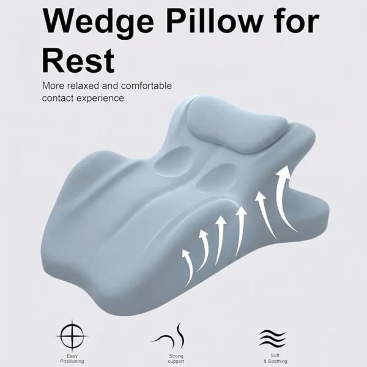 Wedge Pillow Memory Foam 27 Degree Angled Support Multi Position for Waist Neck Reading Relax