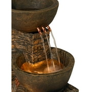 Mason 35 High Large Rustic Indoor Outdoor Decor Faux Stone Floor Fountain with Light LED Outside Garden Patio