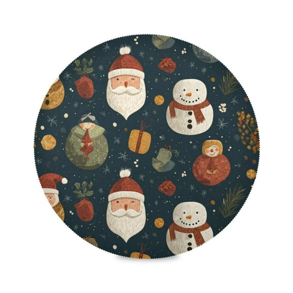 Round Placemat Heat Resistant & Wrinkle-Free Dining Table Decor Placemat For Home & Weddings Pattern Of Christmas Decorations