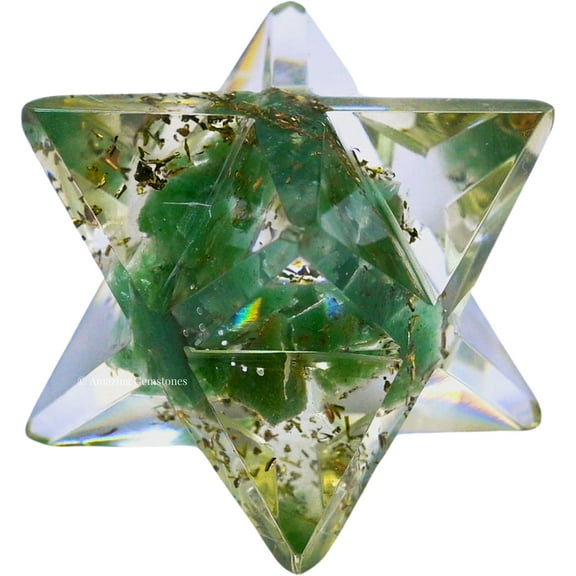 Green Aventurine Crystal Orgonite Merkaba Star (1" Inches)