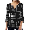 thumbnail image 2 of Hauts Décontractés pour Femmes Mode T-shirt d'Été pour Femmes à Col en V Manches 3/4 Imprimé Blouse Décontractée T-shirt pour Femmes Manches 3/4 en Liquidation, 2 of 5