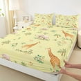 thumbnail image 3 of Castle Fairy Cute Wildlife Lion Elephant Giraffe 4pcs Bed Sheets for Kids Children Teens,Cartoon Floral Flowers Animal King Sheets,Yellow Orange Super Cozy Sheet Set,Lightweight Room Decor, 3 of 7