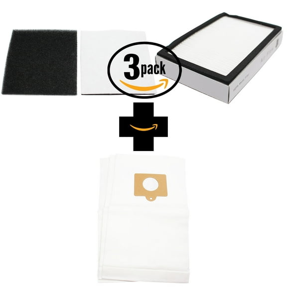 3 Replacement Kenmore 11622812208 Vacuum Bags, 3 HEPA Filter & 3 Foam Filter - Compatible Kenmore 50558, 5055, 50557, Type C Vacuum Bags; 86880, KC38KBRMZ000, EF-2 Filter & 20-86883, CF-1 Filter
