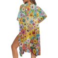 thumbnail image 5 of HELLHERO Light Long Kimono Swimsuit Cover Up for Beach Polyester Quick Dry Bathing Suit Cover Up Colorful Floral Pattern, 5 of 6