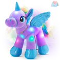 thumbnail image 1 of Houwsbaby Unicornio con luz LED morada de 14 pulgadas, peluche de unicornio, juguete de peluche de caballo brillante, luz nocturna, regalo con purpurina para niños, niñas, regalo para Pascua, cumpleañ, 1 of 1