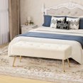 thumbnail image 4 of SSyao 44 Inch Bedroom Ottoman Bench, Upholstered End of Bed Bench with Gold Legs for Living Room Bedroom Dinning Room Entryway-Fur Ivory White, 4 of 10