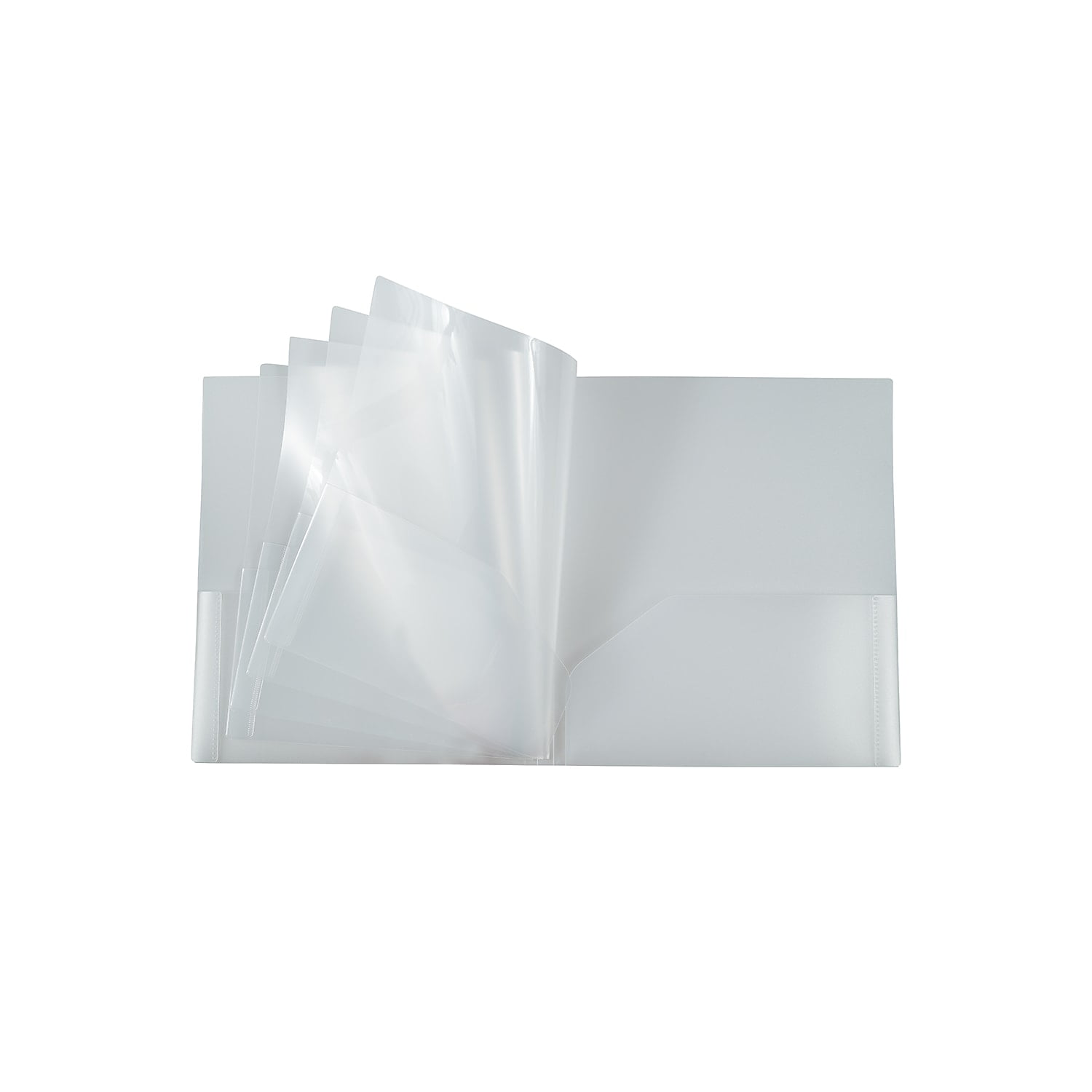JAM Paper Heavy Duty Plastic Multi Pocket Folders, 10 Pocket Organizer, Clear, 3/Pack