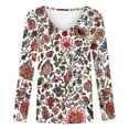 thumbnail image 4 of Women's Tops,Fashion Floral Printed Regular Shirts Spring Summer Round Neck Blouses Casual Outdoor,Beach,Vacation Loose Pullover Top Style06 M, 4 of 5