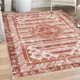 thumbnail image 1 of Ethnic Decorative Rug, Folkloric and Bohemian Artwork of Geometric Cultural Ornaments Rustic Look, Quality Carpet for Bedroom Dorm and Living Room, 6 Sizes, Burnt Orange Salmon, by Ambesonne, 1 of 4