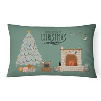 Carolines Treasures CK7576PW1216 Brown French Bulldog Christmas Everyone Canvas Fabric Decorative Pillow 12H x16W