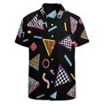 thumbnail image 3 of Camisa clásica de manga corta para hombre con estampado 3D y divertidos patrones retro, blusa informal de fiesta con botones de solapa estilo hawaiano callejero, 3 of 5