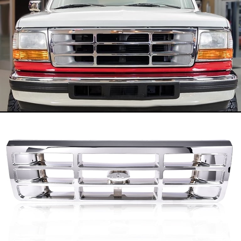 For 92-96 Ford F150-350/Bronco Chrome Bumper Grll Protector Grlle