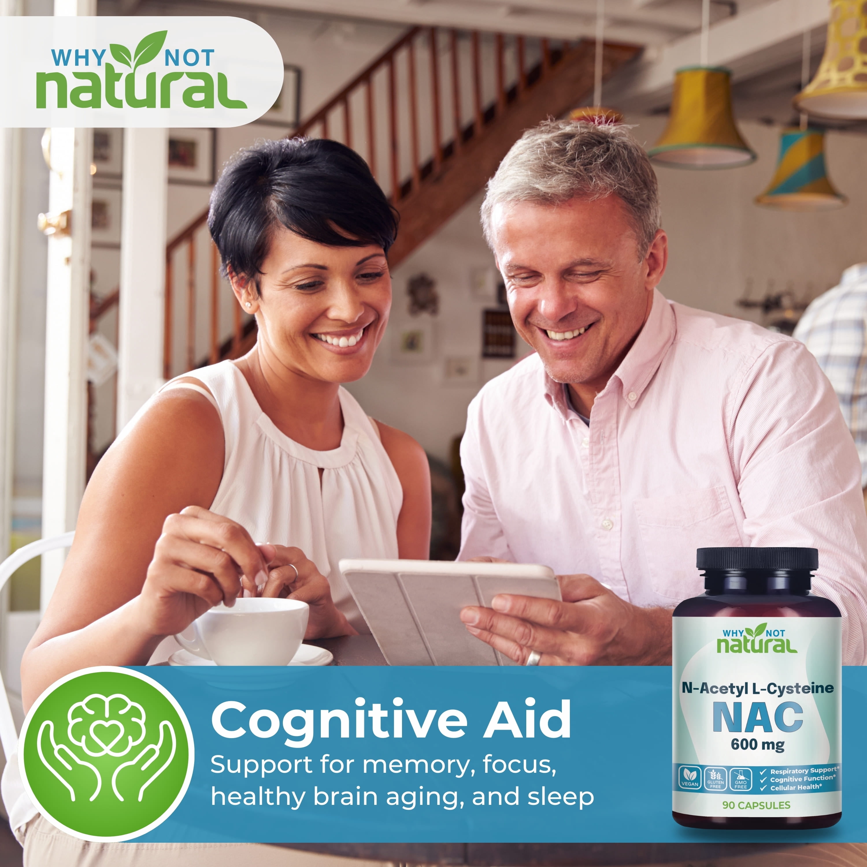 Why Not Natural NAC Supplement 600 mg, N-Acetyl Cysteine Capsules, Pure N-Acetylcysteine, No Filler