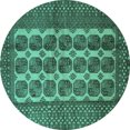 thumbnail image 1 of Ahgly Company Indoor Round Southwestern Turquoise Blue Country Area Rugs, 5' Round, 1 of 4