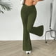 thumbnail image 5 of Pantalones largos ligeramente acampanados con cintura en V para mujer, ideales para el verano, 5 of 8