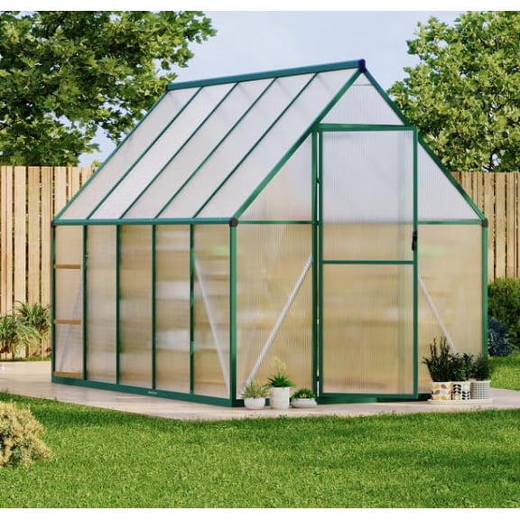 6x9 ft Walk-in Greenhouse, Aluminum Polycarbonate w/ Roof Vent