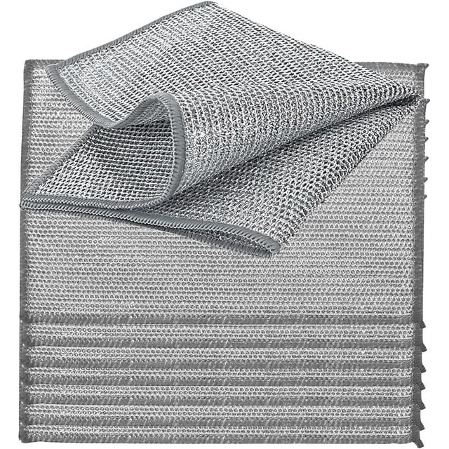 czcpp-8 PCS Chiffons de Vaisselle en Fil Métallique à Double Couche 20x28 cm Maille en Acier Inoxydable Non Rayante Chiffon de Nettoyage Multi-Usage Torchon en Fil Métallique à Deux Couches pour Cuisine, Vaisselle, Évier, Cuisinière