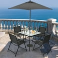 thumbnail image 1 of Costway 6PCS Patio Furniture Dining Set Folding Chairs Glass Table W/Umbrella Deck Grey, 1 of 10