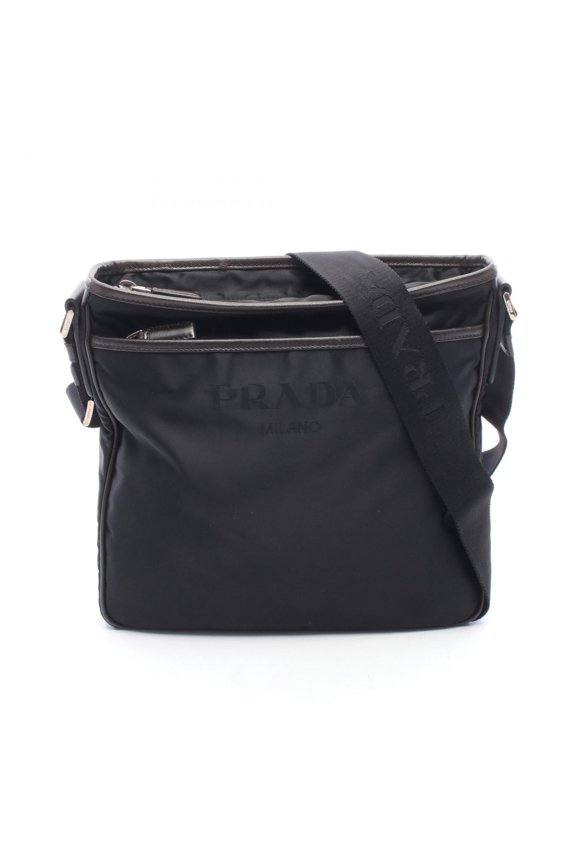 Pre-Owned Prada Triangle Logo Shoulder Bag/Handbag, Nylon/Leather, Men's/Women's, Black