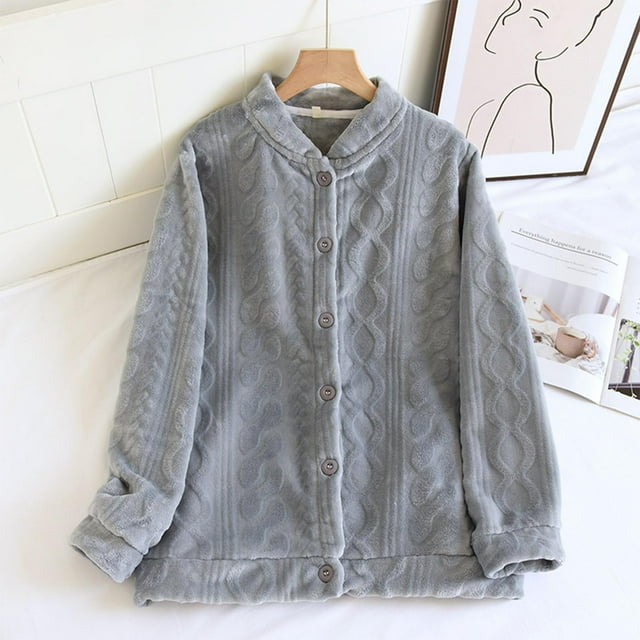 Pijama de manga larga para mujer, color liso, cuello en V, manga larga, elástico, de poliéster