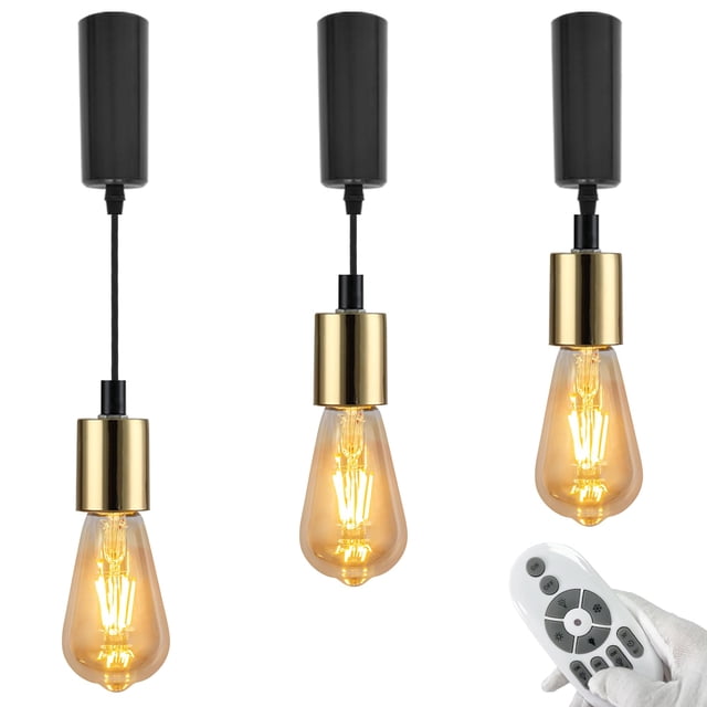 FSLiving Lampe de Piste Halo Réglable en Hauteur, Cordon de 5 Pieds, Lampe de Piste en Forme de H Dorée avec Têtes de Piste Rétro E26 Ampoules LED Intelligentes Montage sur Piste pour Îlot de Cuisine - Ensemble de 3