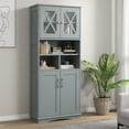 thumbnail image 3 of Giantex 57" Tall Bathroom Cabinet, Freestanding Storage Cabinet w/crylic Doors & Adjustable Shelves, Gray, 3 of 9