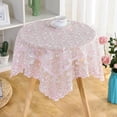thumbnail image 6 of Shipiny European Style Fabric Tablecloth with Lace Yarn Embroidery, Modern Cloth Cover for Dining Table, Tea Table, TV Stand, Small Round Table and Bedside Table, Pink, 6 of 6