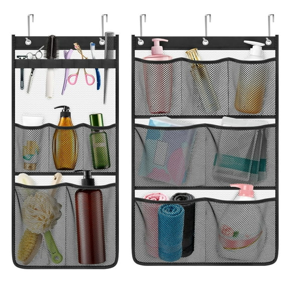 2pcs Hanging Mesh Shower Caddy, Quick-Drying Shower Organizer with 12 Pockets, Portable Bathroom Organizers and Storage for Shampoo, Soap, Loofah, Travel, and Cruise Essentials