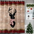 thumbnail image 3 of Merry Christmas Shower Curtain, 60" x 72", Elk Pine and Berry Red and Black Buffalo Plaid Waterproof Bathroom Curtain Washable Shower Curtain Set with 12 Hooks, 3 of 6