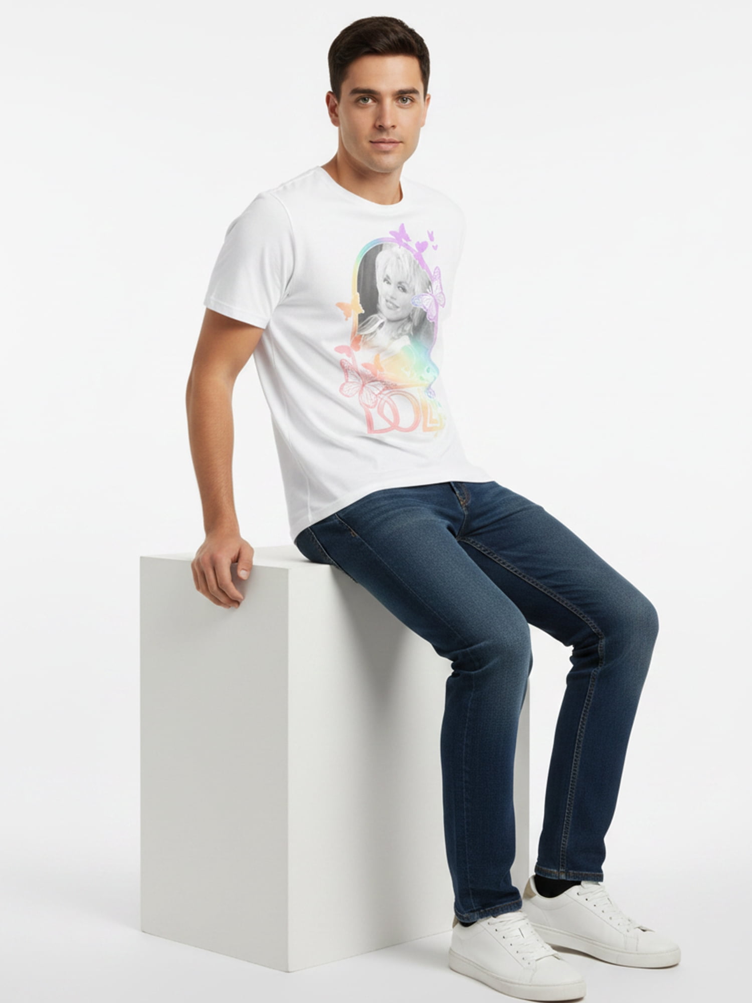 Dolly Parton Men’s Graphic Short Sleeve Tee, Glamour Gradient, Sizes S–3XL