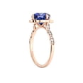 thumbnail image 3 of 14K Rose Gold 1.25 ctw Lab Created Blue Sapphire Ring with Diamonds Flower Leaves Halo, 3 of 7