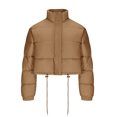 thumbnail image 5 of ZQUUVOU Women's Winter Croppped Puffer Jacket Solid Color Short Padded Coat Zipper Casual Jacket Warm Fashion Outerwear Khaki, 5 of 7