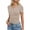 Beige, variant on Women's Ribbed Henley T-Shirt, Short Sleeve V-Neck Button Down Fitted Top, Casual Slim Fit Tee for Everyday Wear Black XXL