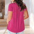 thumbnail image 4 of Sevevn Women Sexy Short Sleeve Sequins Loose Polluer Solid V-Neck Blouse Shirt End of Year Clearance Hot Pink XXXXXL, 4 of 7
