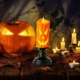 thumbnail image 2 of Halloween Pumpkin Flameless Pillar Candles, Battery Operated LED Candles for Halloween Decorations Indoor Halloween Home Decor Gifts, 2 of 5