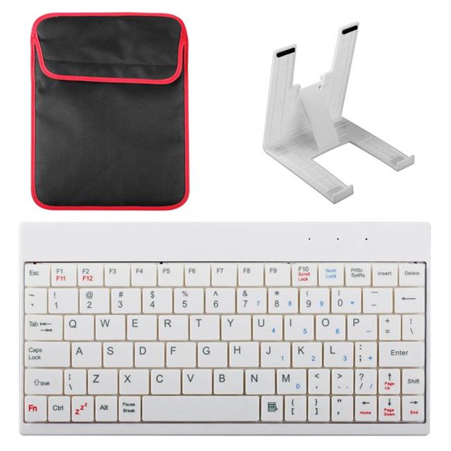 Fresh Fab Finds FFF-White-GPCT230 Clavier Filaire Mini USB 80 Touches avec Sac de Transport et Support pour Tablette Android & Windows