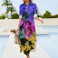 thumbnail image 3 of Floral Spectacular: Blue Plum and Gold - Olbrich Botanical Gardens Spring Flower Show Madison WI Long Sleeved Shirt Dress, 3 of 6