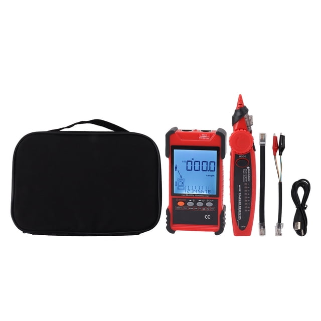 Testeur de Câble Réseau ET616, Multimètre Line Finder avec écran LCD pour le Tri des Câbles Réseau Entretien Tri Test de Fil Télephonique(Rouge)