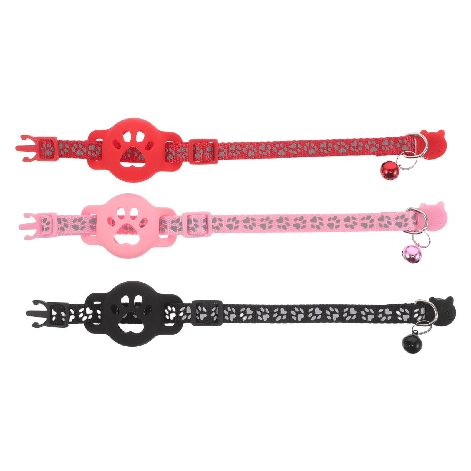 LITINKIMI 3Pcs Reflective Cat Tracking Collar with Bell for Enhanced Pet Safety and Precise Location Tracking