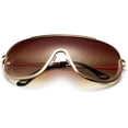 thumbnail image 2 of Oversized Sunglasses For Women Single Lens One Piece Blue Lens Luxury Style, 2 of 9