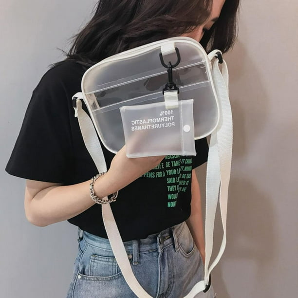 Bolsa Mini bolso de hombro transparente de gelatina de PVC Para mujer JShteea bolso de mensajero con cremallera Para niña 20 X 15 X 5 cm