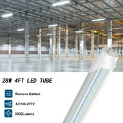 T8 4ft LED Tube Light Bulbs,Dual Row 28W 5000K,Dual-end Powered,ETL Listed,4-Pack