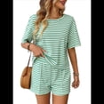thumbnail image 4 of Pijama de Verano de 2 Piezas con Rayas, Corta, Color Verde, Talla XL, 4 of 10
