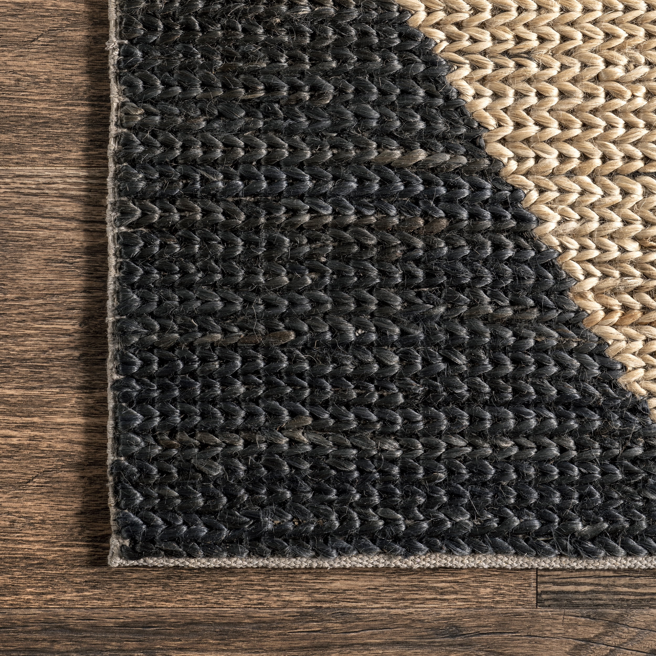 nuLOOM Linnie Bold Diamond Jute Area Rug, 5' x 8', Charcoal