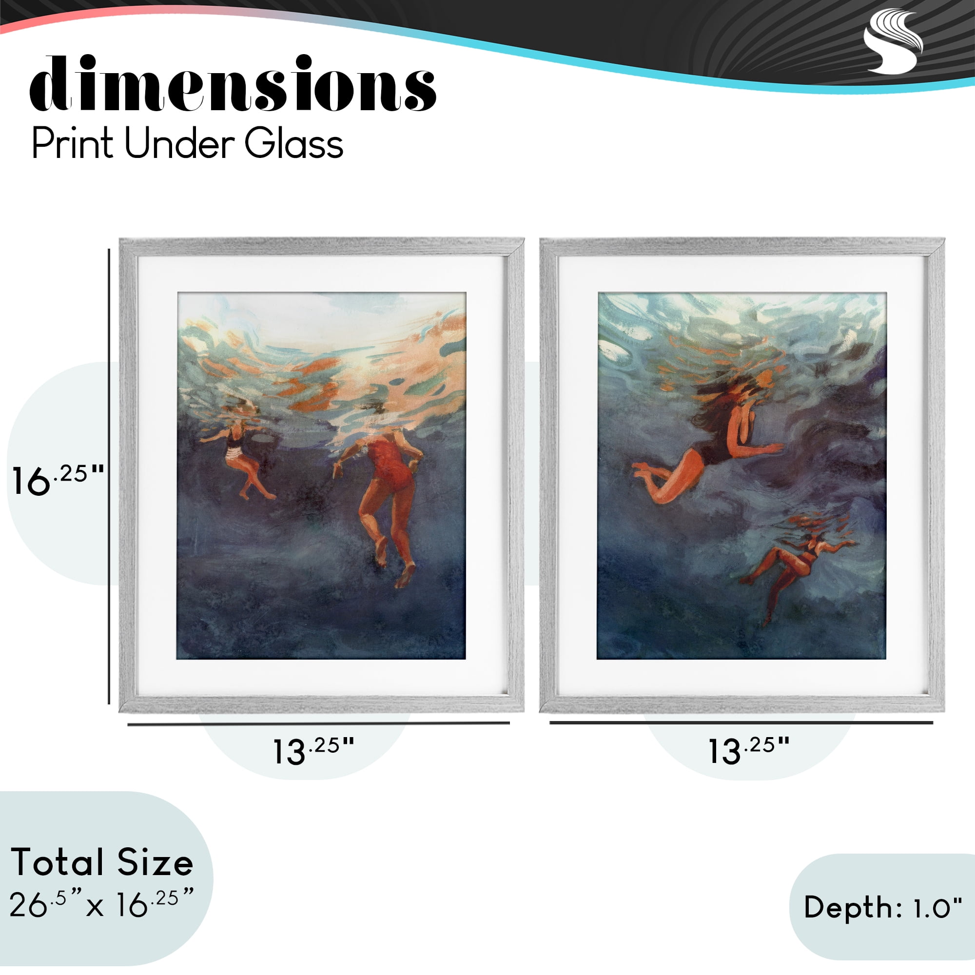 Stupell Industries Swimming Summer's Dance 2 Piece Gray Framed Print Under Glass Set, design by Victoria Barnes